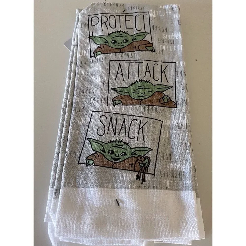 2 Pack Star Wars The Mandalorian Grogu Snack Attack Kitchen Towels Baby Yoda NEW